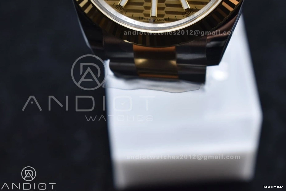 Oyster 904L Bracelet 1:1 YG 126333 SS Steel Clean VR Sleek on DateJust Textured 608 Dial Best 41 YG Edition 0826